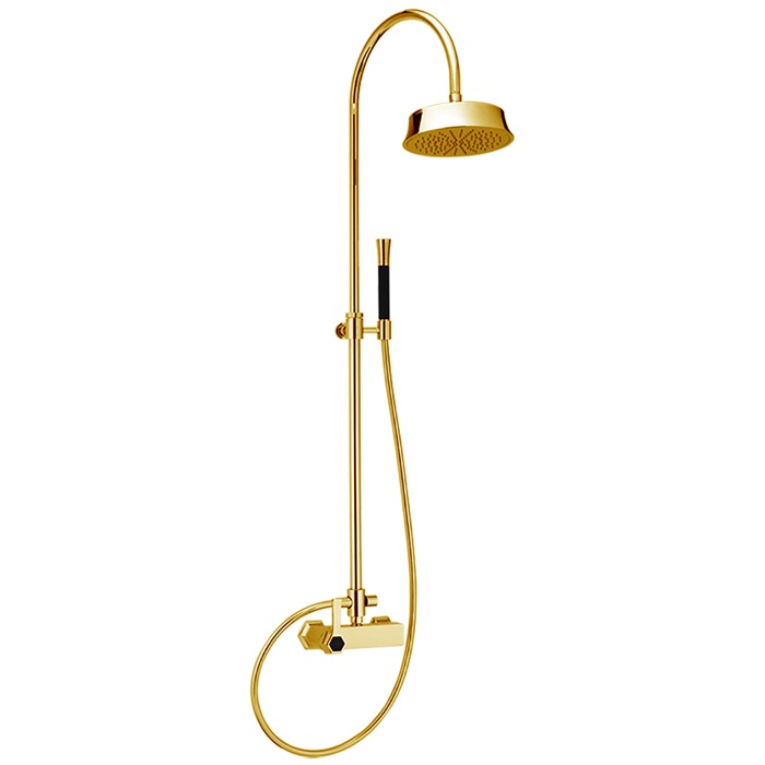 Cisal Cherie Душевая стойка: смеситель, с верхним душем, цвет: gold/night black CH0040547C