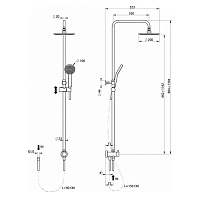Cisal Shower Душевая стойка: переключатель, штанга, шланг, верхний и ручной душ, цвет: chrome DSQ8201021