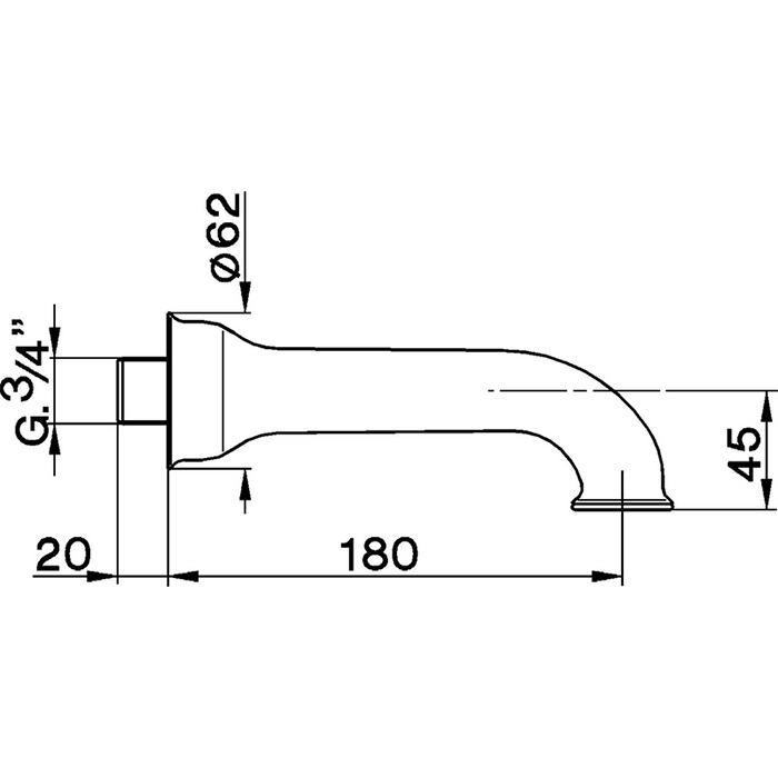 Cisal Arcana Настенный излив 18 см, цвет: 24K Gold AR00024124