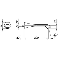 Cisal Cherie Излив настенный 20 см, для ванны, цвет: Chrome CE00024021