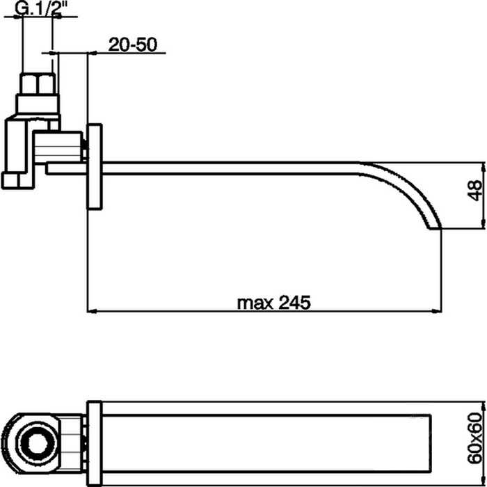 Cisal Wave Излив настенный 24,5 см, для ванны, цвет: Chrome WA00024021