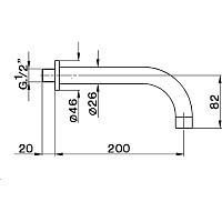 Cisal Излив настенный 20 см, для ванны, цвет: Chrome ZA00125021