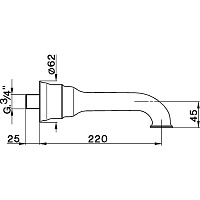Cisal Arcana Излив настенный 22 см, для ванны, цвет: Chrome AR00024221