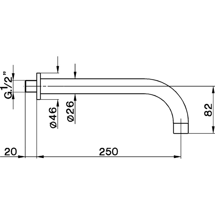 Cisal Излив настенный 25 см, для ванны, цвет: Chrome ZA00125121