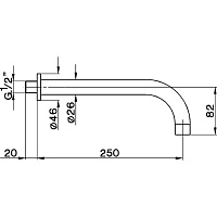 Cisal Излив настенный 25 см, для ванны, цвет: Chrome ZA00125121