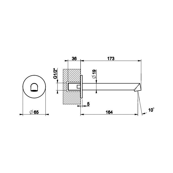Gessi Ingranaggio Излив настенный 16,4 см, цвет: chrome 63403#031