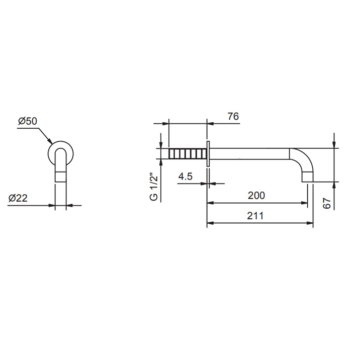 Fantini Fontane Bianche Излив смесителя для раковины, настенный, цвет Matt Gun Metal PVD 47 P5 8443