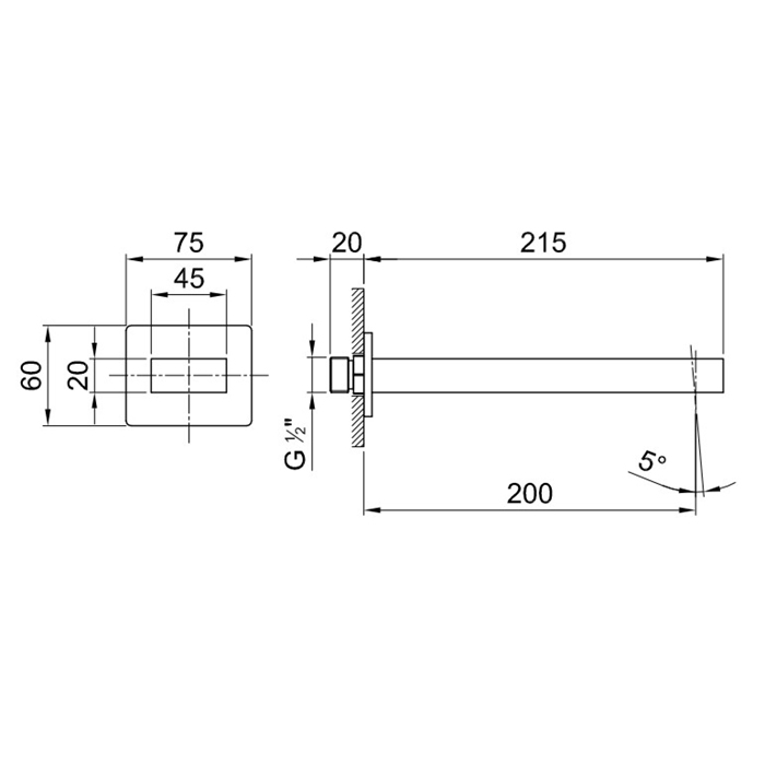Fantini Mint Излив для ванны, настенный, цвет нерж. сталь 34 93 F045