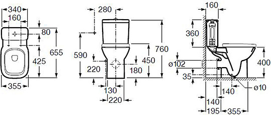 Roca Debba Бачок для унитаза с механизмом двойного смыва, цвет: белый глянцевый 34199100Y