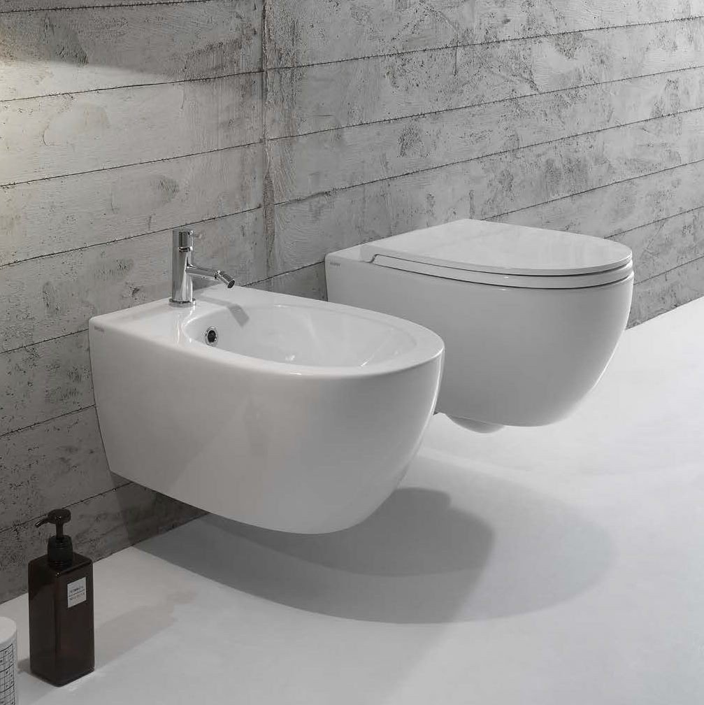 Globo 4All Унитаз подвесной безободковый, с креплением, 37x48 см, цвет: белый глянцевый MDS04BI