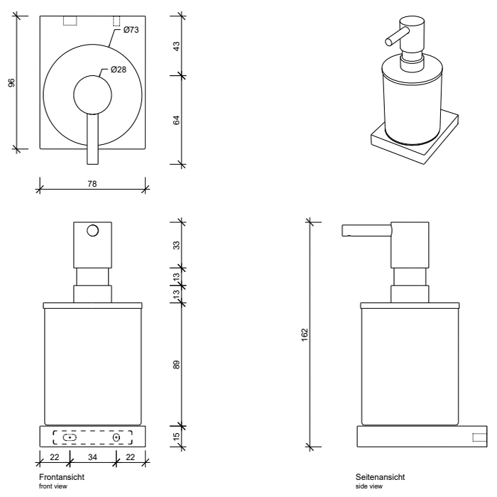 Decor Walther Contract CT WSP Дозатор для жидкого мыла, настенный, цвет черный матовый 0651660