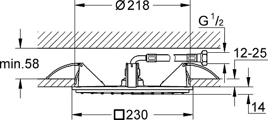 Grohe Rainshower Верхний душ 23х23хh4,5 см, цвет: хром глянцевый 27863000