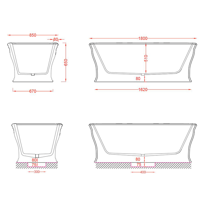 ArtCeram Neo Ванна из Livingtec отдельностоящая 180x85 см, цвет: glossy black ACW003 03