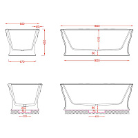 ArtCeram Neo Ванна из Livingtec отдельностоящая 180x85 см, цвет: glossy black ACW003 03