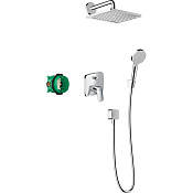 Hansgrohe Crometta E Душевой комплект: смеситель, верхний душ 24 см, лейка 2 режима, цвет: хром 27957000