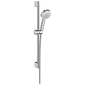 Hansgrohe Crometta Душевой гарнитур: лейка 4 режима Vario EcoSmart, штанга 67 см, цвет: белый/хром 26654400