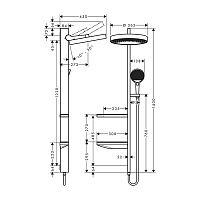 Hansgrohe Rainfinity Душевая стойка: верхний душ 36 см, полочки, ручной душ 3 режима, цвет: хром 26842000