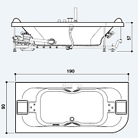 Jacuzzi Aquasoul Double Ванна пристенная 190x90xh57 см, цвет белый AQU-5006-2445 Dx