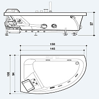 Jacuzzi Aquasoul Offset Ванна 150x100xh57 см, DX, c панелями, цвет белый AQU-3001-2745 Dx