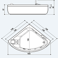 Jacuzzi Aquasoule Corner 140 AQU Ванна, 140х140хh57 см, встроенная, цвет белый/хром AQU-4001-0700