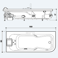 Jacuzzi Aquasoule Lounge AQU Ванна, 180х80хh57 см, встроенная, цвет белый/хром AQU-2006-2700