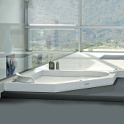 Jacuzzi Aura Corner 140 Corian® Ванна, 144x144xh60 см, смеситель Aura 9443-737A-7202-06250