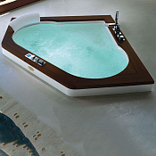 Jacuzzi Aura Corner 140 Ванна 144x144xh60 см, смеситель Aura, топ - венге 9F43-493A