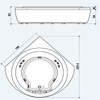 Jacuzzi Nova Corner AQU Ванна 160x160xh66 см, без отверстий под смес., отделка-тик 9Q43-555A