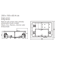 Jacuzzi Sharp extra Ванна 200х150хh65 cм, система Aquasystem, акрил, цвет белый SHA401F0600