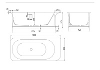 Salini Ninfea Ванна из S-Stone отдельностоящая 180x82 см, цвет: RAL полностью матовый 102721MF