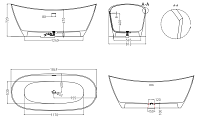 Salini Noemi Ванна из S-Stone отдельностоящая 185x80 см, цвет: RAL полностью матовый 101811SMF