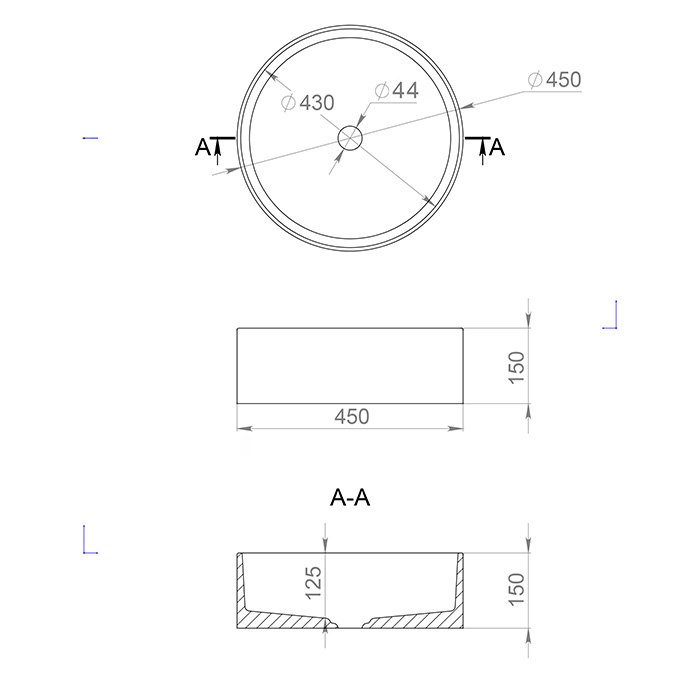 Salini Armonia 02 S-Stone Раковина накладная 45х45х15h, цвет белый матовый 130112SM