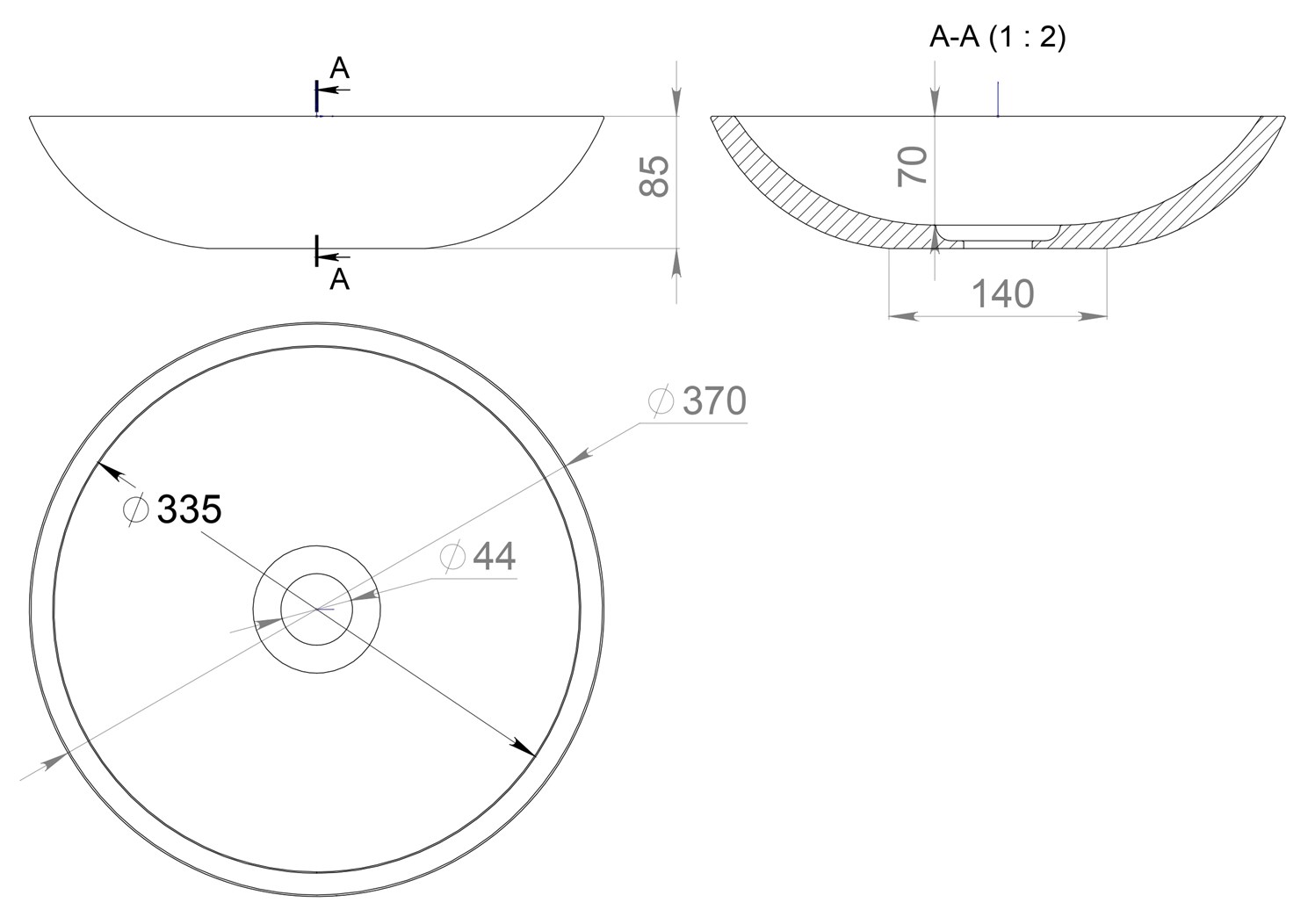 Salini Callista S-Sense Раковина накладная 37х37х8,5h, глянцевый цвет: RAL полностью 1101105GRF