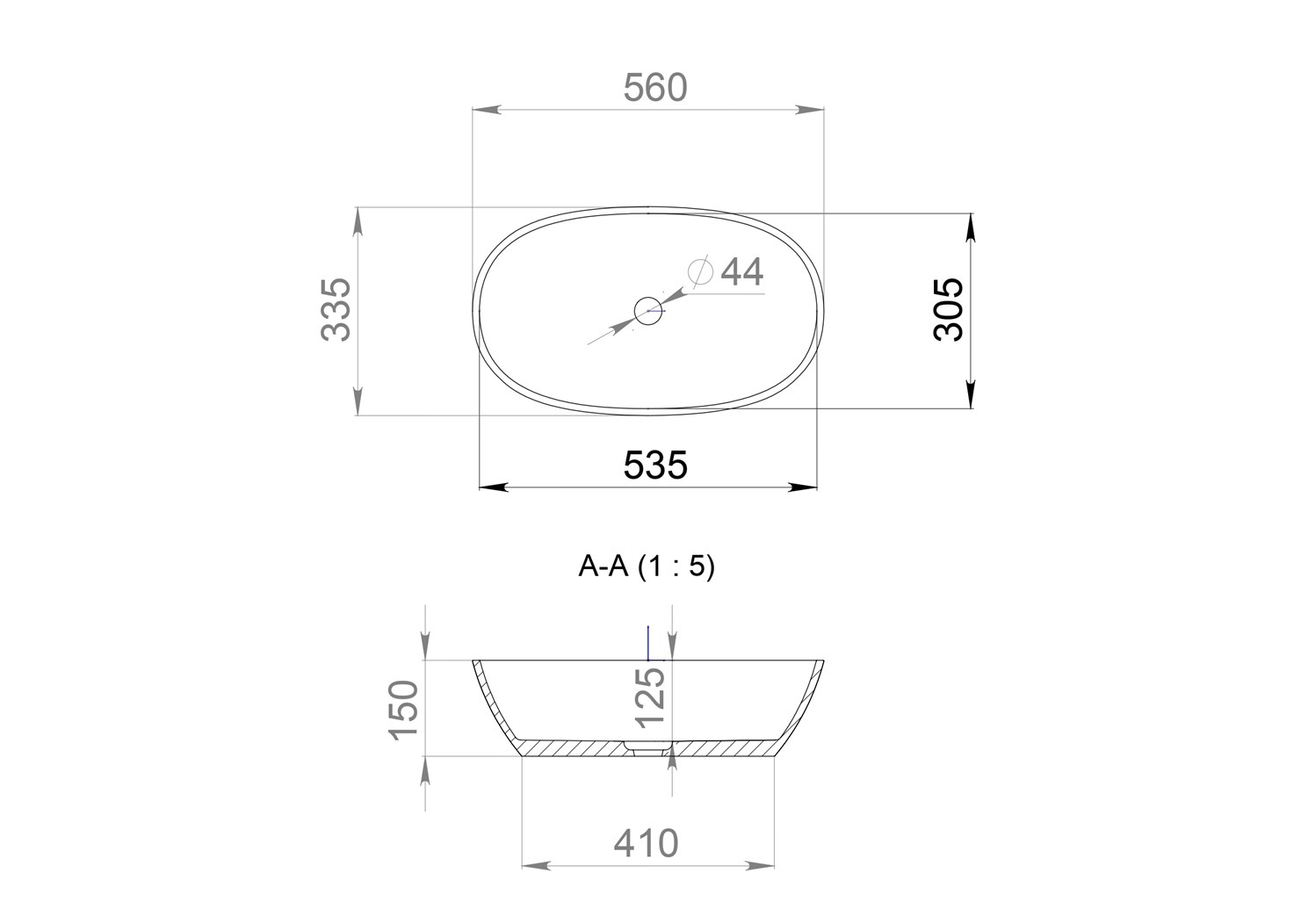 Salini Callista S-Sense Раковина накладная 56х33,5х15h, глянцевый цвет: RAL полностью 1101106GRF