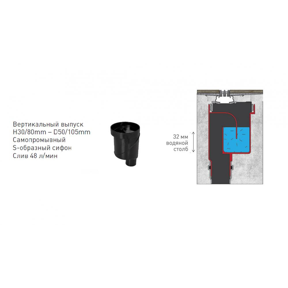 Berges Super Slim Желоб для водостока 73х22h, цвет хром глянец 091053