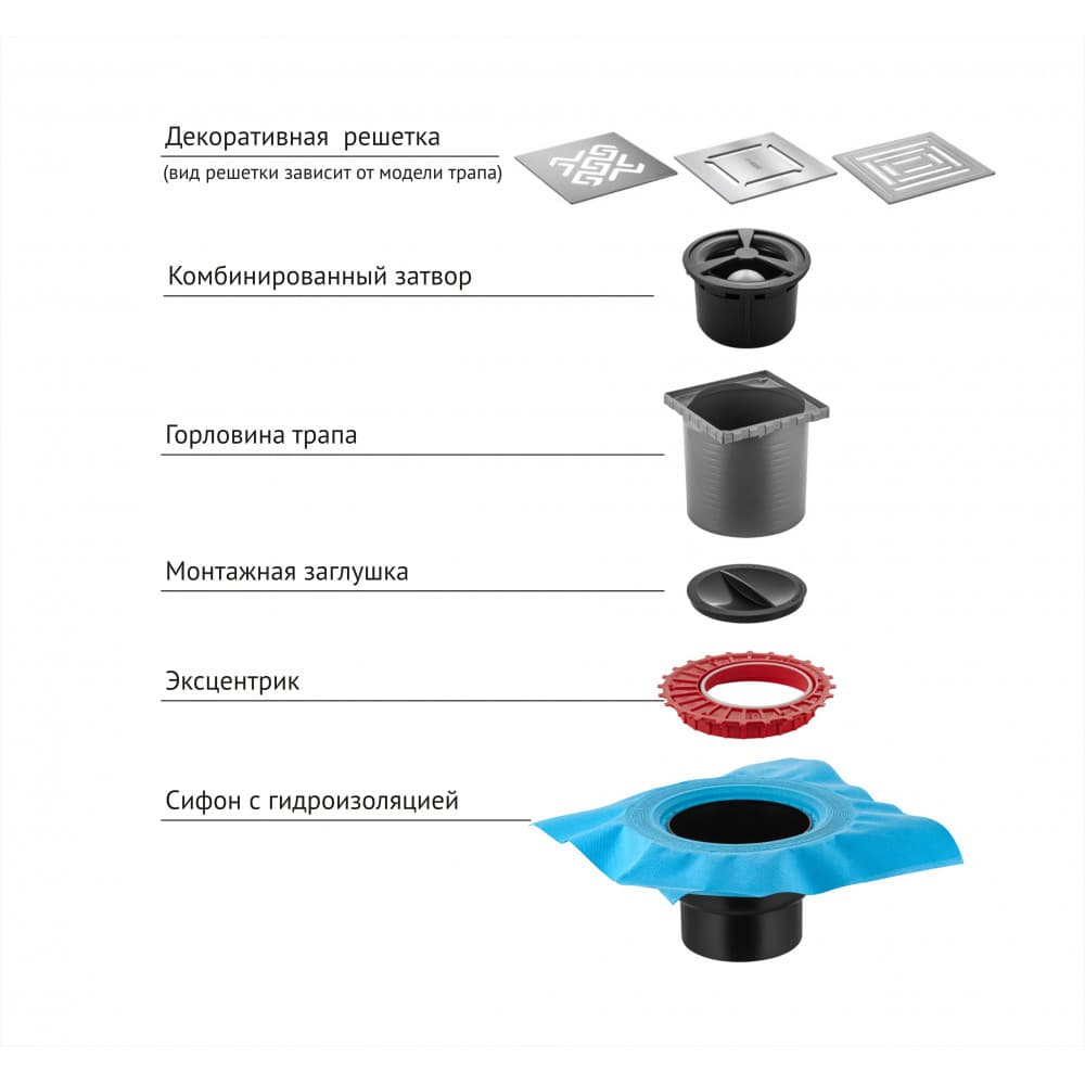 Berges Zentrum Norma Трап водосток 19х21h, цвет матовый хром 090463