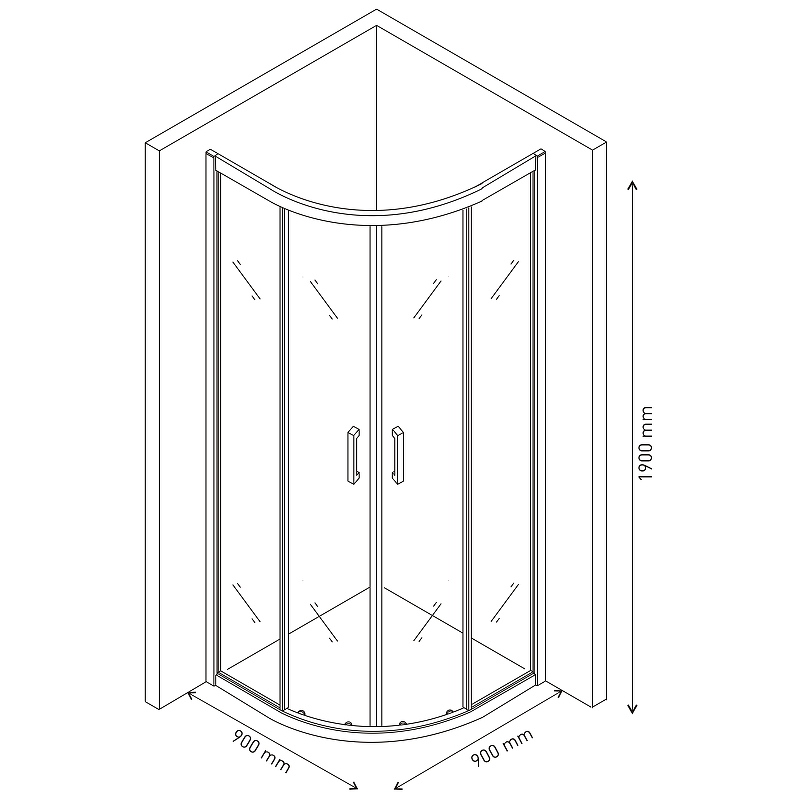 Berges Solo Душевой уголок Berges R 90х190h, цвет хром сильвер 061108
