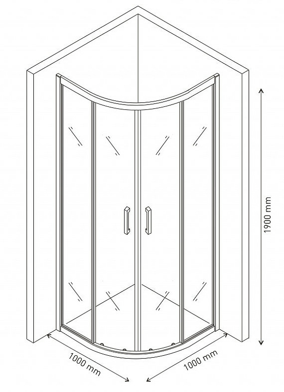 Berges Solo Душевой уголок Berges R 100х190h, цвет хром сильвер 061120