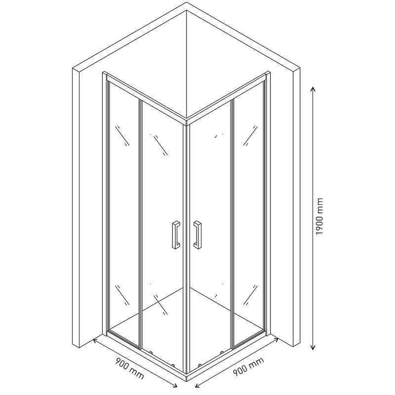 Berges Solo Душевой уголок Berges S 90х190h, цвет хром сильвер 061107