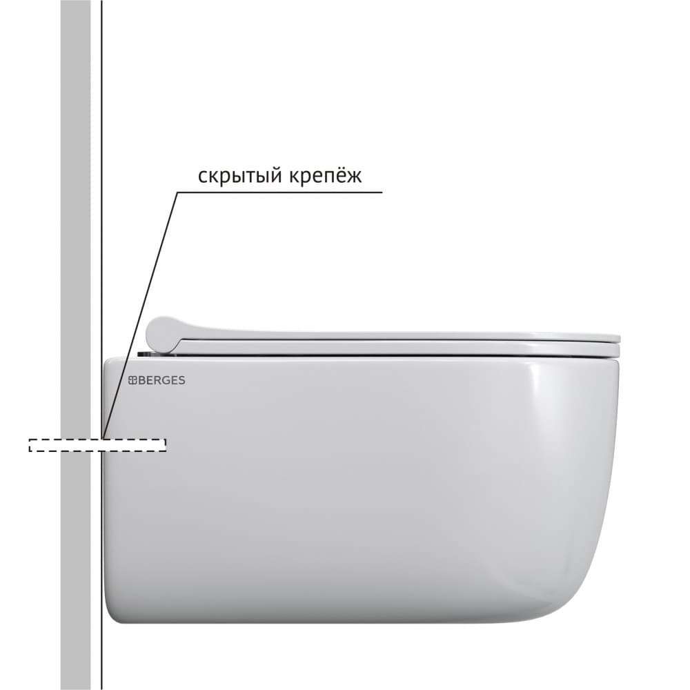 Berges Ego Унитаз подвесной Rimless 49х32,5h, цвет: белый 082111