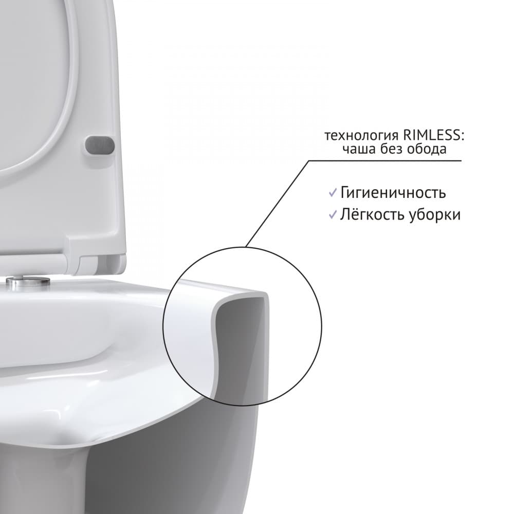 Berges Ego Xl Подвесной унитаз 54х32,5h, с сиденьем, цвет: белый 082124