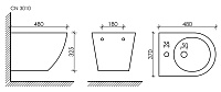 Ceramicanova Forma Биде подвесное 37х48 см, c переливом, цвет: белый глянцевый CN3010