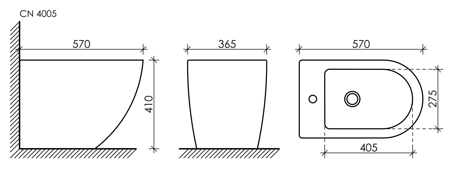 Ceramica Nova Metropol Биде напольное 36х57 см, c переливом, цвет: белый глянцевый CN4005