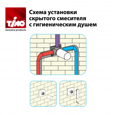 Timo Torne Гигиенический душ со смесителем, круглая / квадратная, цвет: черный матовый 4389/03SM