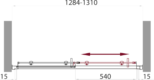 BelBagno Uno Душевая дверь в нишу 130х185h, стекло прозрачное UNO-BF-1-130-C-Cr