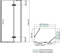 Душевой уголок Wasserkraft Aller 10H10RB black matt, 120x100 см 10H10RBLACK MATT