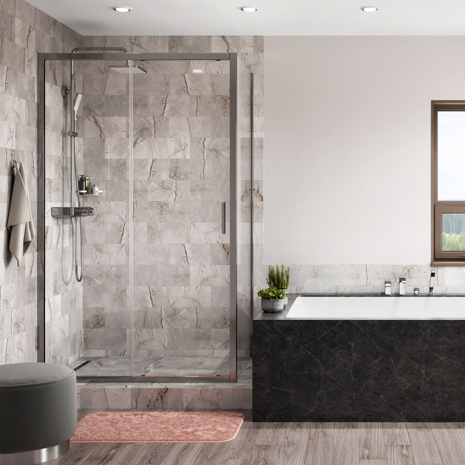 Wasserkraft Main Душевой уголок 130х200h, профиль хром глянцевый, стекло прозрачное 41S34