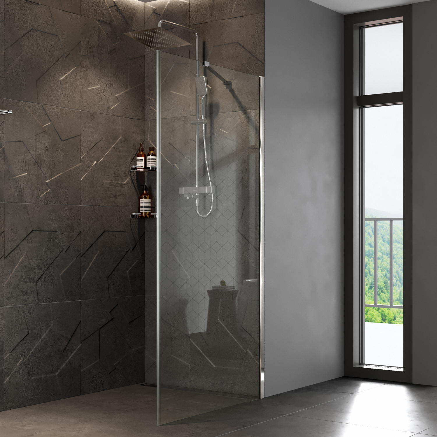 Wasserkraft Aller Обратная панель 90х200h, профиль хром, стекло прозрачное 10H07-RP90