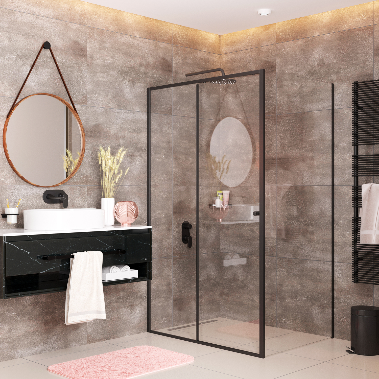 Wasserkraft Dill Душевой уголок 110х200h, профиль черный матовый, стекло прозрачное 61S16