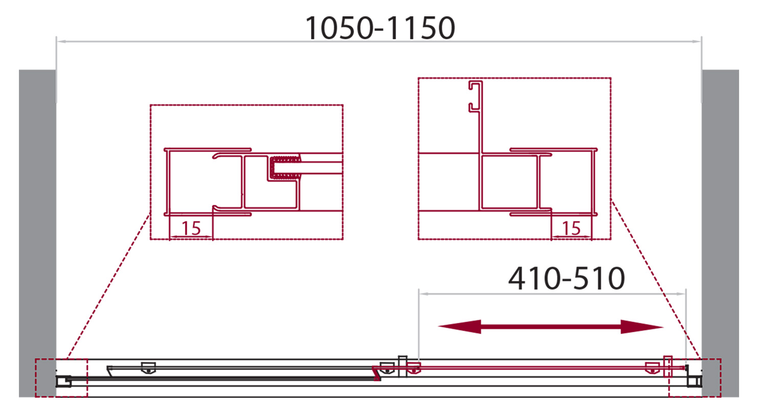 BelBagno Unique Душевая дверь в нишу 100х190h, стекло текстурированное UNIQUE-BF-1-100/115-P-Cr